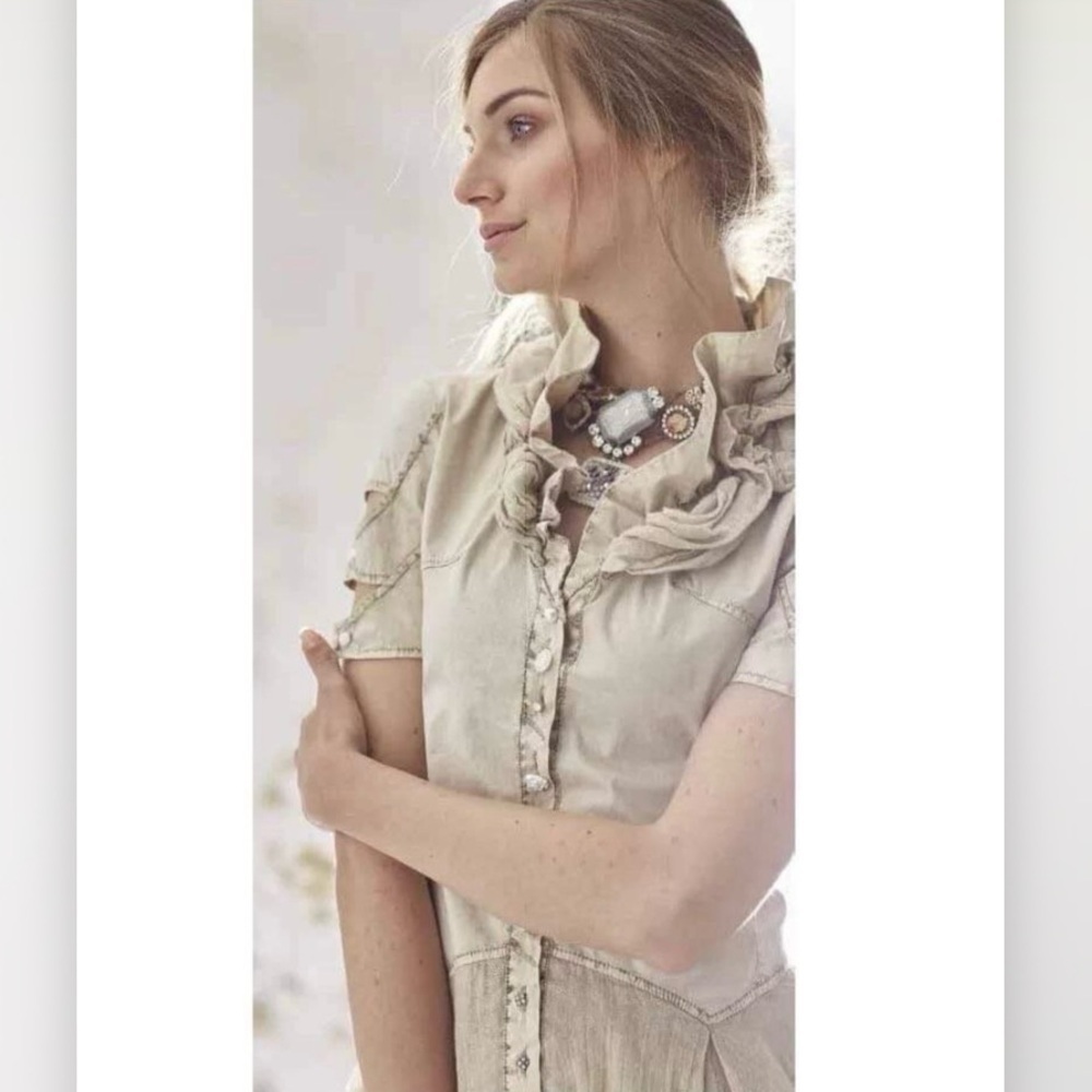 Elisa Cavaletti by Daniela Dallavalle Beige Cotton Top Shirt Size Extra Small